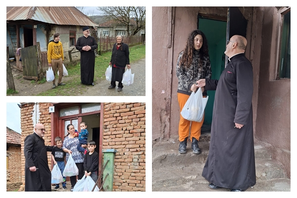 Cu ajutorul Episcopiei Salajului 350 de familii din Salaj au beneficiat de pachete cu alimente si imbracaminte de Paste
