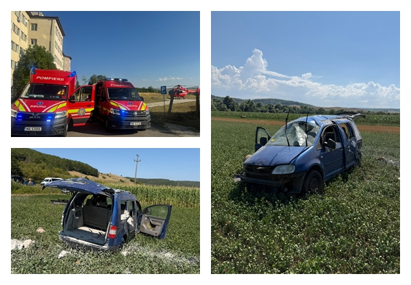 FOTO Accident grav in Fildu de Jos provocat de un sofer novice O victima inconstienta transportata cu elicopterul SMURD